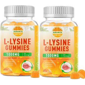 L-Lysine Gummies 1000 mg, Cold Sore Supplement with Immune Support for Lips & Oral, Chewable L Lysine Gummies for Adults & Kids, Boost Immune & Collagen, Non-GMO, Vegan, Gluten Free - 120 Counts