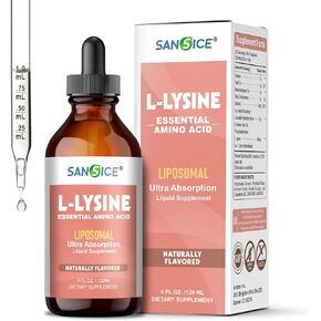 L-Lysine Supplement, 500 mg L-Lysine Liquid for Adults Immune Support, Skin & Lip Health, Collagen Formation - Non-GMO, Gluten Free, 4 fl oz