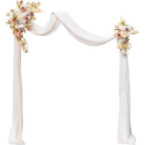 Wedding Arch Flowers Kit (Pack of 4), Flower Arrangement Kit Includes1 Large Flower Swag & 1 Small Flower Swag & 2 Sheer Drapes, Large Size Artificial Floral Swag for Wedding Ceremony, Blue