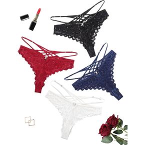 Avidlove Sexy Underwear for Women Lace Bikini Panties Criss Cross Back Underpants