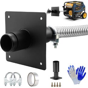 Generator Exhaust Extension Silencer kit with Insulated Through-Wall Mounting Plate Safely Vent Exhaust Reduce Noise By 50% - Fits Firman H07552 Wh03242 T07571/3 and Honda Eu6500/7000is
