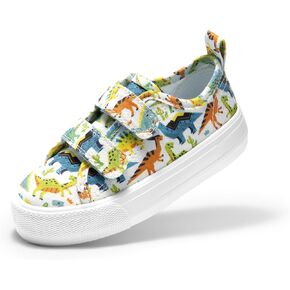 DREAM PAIRS Kid Toddler Sneakers Boys Girls Canvas with Cartoon Dual Hook and Loops for School Walking
