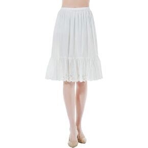 BEAUTELICATE Half Slip Skirt Extender 100% Cotton Vintage Underskirt with Lace Embroidery