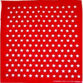 White Stars, Red Fashion Head Wrap Dusk Mark Bandana Scarf Handkerchief, 20 inches