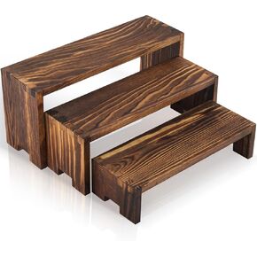 Small Wood Display Risers, 3 Tier Cologne Perfume Organizer Stand, Wooden Cupcake Stand Holder, Dessert Table Display Set Shelf for Figures, Party Riser Stand for Decoration and Organizer Men