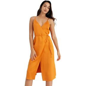 COLD POSH Women's 19mm Silk Slip Dress Luxury Summer Slips Chemise Sexy Sleeveless Dresses Elegant Slim Fit Tie Waist Dress in Kuwait