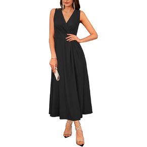 Newshows Womens 2025 Formal Evening Gowns Maxi Dress Cocktail Party V Neck Sleeveless Wedding Guest Long Elegant Dress in Kuwait