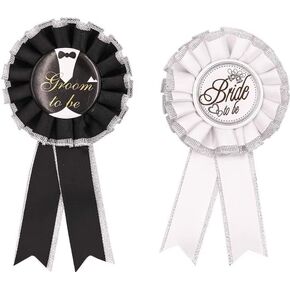 CoolerthingsDG,White Bride to be Badge and black Groom to be badge, Tinplate Badge Pin Girls Hen Night Out Bridal Shower Wedding Bachelorette Party Accessories, Bride To Be Satin Button, Polyester