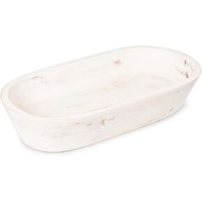 Luxe Designs Wooden Dough Bowl - Dark Burnt Acacia Wood - Handmade Decorative Bowls for Home Decor, Bathroom, Kitchen Counter, & More - Rustic Large Wood Dough Bowl for Decor, Cosmetics, and Keys