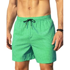 Mens 5" Vintage Swim Trunks Bathing Suits with Mesh Lining Quick Dry Swim Shorts Men Swimsuits with Zipper Pocket