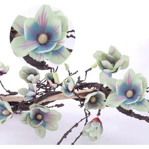 118 inch Artificial Magnolia Orchid Flowers Ivy Vines Garland Fake Tree Branches Trunk with Flores Wreath for Wedding Arch Wall Hanging Home Room Decoration (Blue) in Kuwait