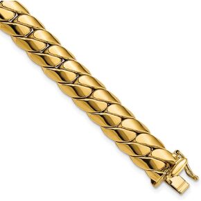 Diamond2Deal 14K الذهب الأصفر المصقول الملمس الأساور للرجال (L- 9 '' W- 9.4 مم)