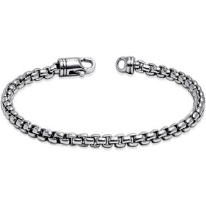 LECALLA SOLID 925 Sterling Silver Men Men Box Bracelet | سوار سلسلة صناديق رابط رلو المربع الإيطالي للرجال ، المصنوع في إيطاليا (7.5 ، 8 ، 8.5 ، 9 بوصات)