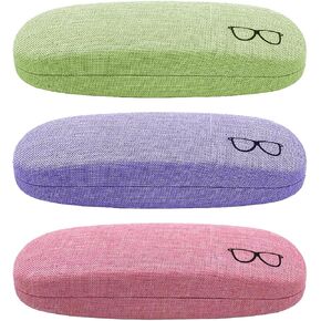 ABAJI Eyeglasses Case 3 PCS Student Kids Reading Glasses Box Protective Hard Shell Lint Lining Men Women Organizer