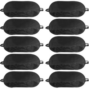 NICEMOVIC 10 Pcs Blindfold Sleep Eye Mask with Nose Pad and Elastic Strap for Party Games Travel, Individually Wrapped Sleeping Eye Cover for Women Men Kids (Black)