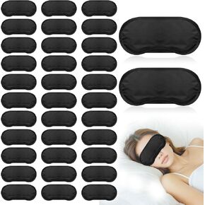 40 Pcs Eye Mask Sleep Masks Bulk Blindfolds for Team Building Party Games with Nose Pad and Adjustable Strap for Women Men 4 Layers Black Blindfold Sleeping Mask
