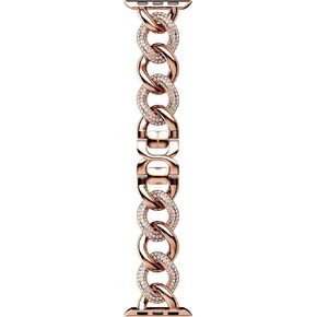 Swarovski Sparkling chain strap, For Apple Watch® 40mm & 41mm, Rose gold tone, Rose gold-tone finish