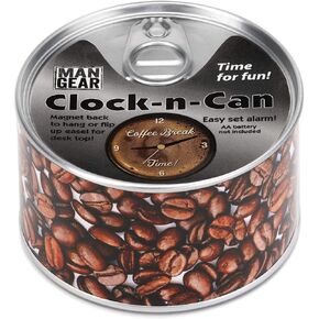 Demdaco Coffee Break Clock-N-Can Silver Tone 4 × 4 المعدن والمغناطيسي على مدار الساعة