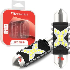 Nakamichi LED Bulb 578 C5W Festoon LED Bulbs CANBUS Error Free 12-SMD 2016 Chipsets 6000K White Replacement for Car Interior Map Dome Courtesy License Plate Lights (Pack of 2) (White Colour, 36mm)