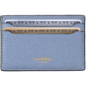 Cockatoo Saffiano Leather Card Holder - Minimalist Credit Card Wallet - Slim Front Pocket Wallet Card Case for Mens and Womens (Green bee) in Kuwait