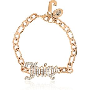 Juicy Couture Logo Clear Stone Bracelet for Women 7.5", Gold-Tone Bling Juicy Bracelet