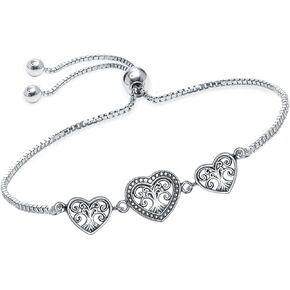 Charmsy 925 Sterling Silver Sliding Bolo Bracelet للنساء | سوار منزلق كرة بولو القابل للتعديل المصنوع يدوياً