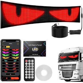 عيون الشيطان ضوء الزجاج الأمامي ، 52.4in × 7.6 بوin مرونة كبيرة مرنة سهلة التثبيت USB Devil Eyes Light للسيارات ، والتحكم في تطبيق Bluetooth والتحكم عن بعد 21key ، مثالية للسيارات والشاحنات الكبيرة