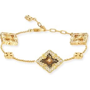 18k Gold Plated Bracelet For Women With Clover Design, Hollow Front And Intricate Back Pattern, Gift For Birthdays And Holidays, Non Tarnish Gold Bracelet