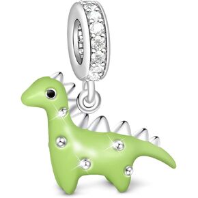 GNOCE Sterling Silver Dinosaur Charm سوار/قلادة/قلادة للنساء (الديناصورات الأرجواني)