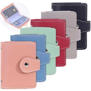 حامل بطاقة ائتمان صغير 6pcs للنساء والرجال مع Snap 26 Slots Wallet لمنظم بطاقات العمل ومعرفات