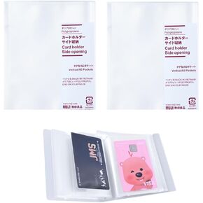 MU-JI Japanese Card Holder 2-Pack - Side Opening Vertical Type for Women, 60 Pockets Each, Durable & Clear, Ideal for Business, Credit Cards, Collectibles, K-pop Photos - Easy Access & Organize