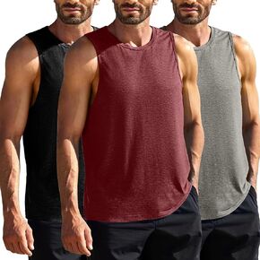 PINSPARK Men's 3 Pack Gym Tank Tops Workout Quick Dry Athletic Tank Top for Men Multipack Sleeveless Beach Swimming Shirts