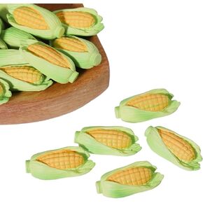 CHGCRAFT 24Pcs Miniature Corn Resin Miniature Vegetable Yellow Mini Corn for Home Kitchen Photography Party Decoration