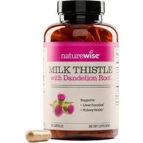 NatureWise Milk Thistle with Dandelion Root - Silymarin - Antioxidant Liver & Kidney Health Support Supplement - Vegan, Non-GMO, Gluten Free - 60 Count[60-Day Supply]