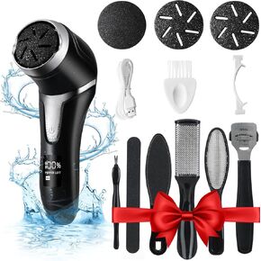 مزيل الكالس الكهربائي للأقدام مع نظافة الفراغ Dander ， Yooikey® Portable Arsterable Quartz Pedicure Tools for Feet ， Voal Foot Scrubber ， 3 Heads & 2Peed ، LCD Display (Black) (Black) (Black)