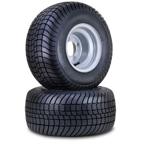 WANDA Golf Cart Tire Wheel Assembly 18X8.5-8 4-Ply with 4 Lugs on 4" PCD Silver Rim,SET 2