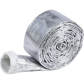 Silver Automotive Heat Shield Sleeve Aluminized Sheathing(500 Fahrenheit) - Vapor Lock, Waterproof Heat Shielding Wiring Wrap Insulation Protector Roll (1inch - 12Feet)