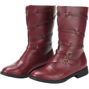 Men's Renaissance Boots Medieval Cosplay Boots Vintage Stage Pirate Viking Buckle Shoes Halloween