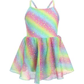 Ballet Leotards for Girl with Shiny Sequins Tulle Skirt Ballerina Dance Outfits Toddler Cross Back Ballet Dress