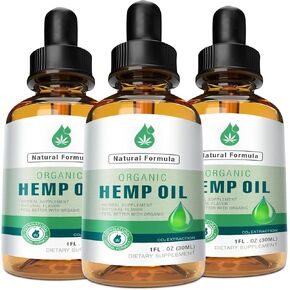 (3-Pack) Hemp Oil Drops High Potency - Natural for Sleep Relaxation, Focus Calm - Organic C02 Extracted, Vegan, Non-GMO Tincture