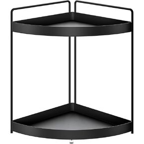 2-Tier Corner Bathroom Counter Organizer, Vanity Organizers for Bathroom Sink & Makeup Storage, Perfume Cosmetic Organizer for Countertop, Black