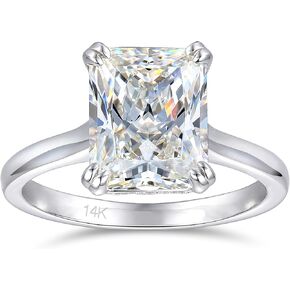 4K خاتم خطوبة الذهب الأبيض ، 4 قيراط خواتم خطبة مشع ، خاتم مويسانيت من الذهب الأبيض 14K للنساء