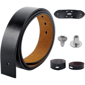 GORGECRAFT 49 Inch Cowhide Belt Strap Replacement 1-1/2"(38mm) Wide Genuine Leather Western Men's Waist Belt Strap Accessories without Buckle with Iron Screws for Casual Jeans Dress Black