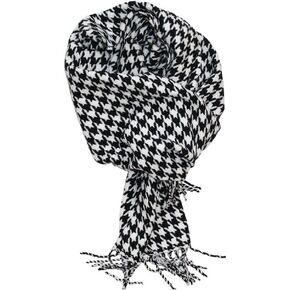 Houndstooth Check Classic Cashmere Feel's Men Winter وشاح الأسود
