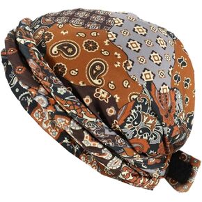 Douuyuhet Men's Halo Turban ، Satin مبطنة بعملة Turban مع أحزمة تطور طويلة