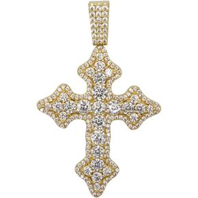 GLD Iced Gothic Cross Pendant - الذهب