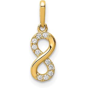Solid 14k Yellow Gold CZ Cubic Zirconia Infinity Love Knot Symbol Symbol Pendant Charm
