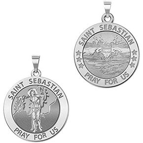 PicturesOnGold.com Male Swimmers - Saint Sebastian Doubledside Sports Religious Medal - 2/3 Inch Size of Dime, Sterling Silver