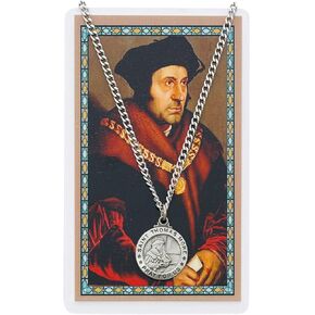 Round St. Thomas More Medal with Prayer Card