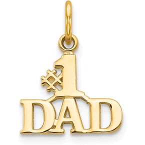 Solid 14k Yellow Gold Men's Number One # 1 Dad Charm Pendant - 17mm x 13mm